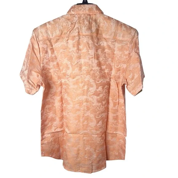 Robert Graham Poseidon Short‎ Sleeve Linen & Cotton Jacquard Button-Up Shirt M. - Picture 5 of 10